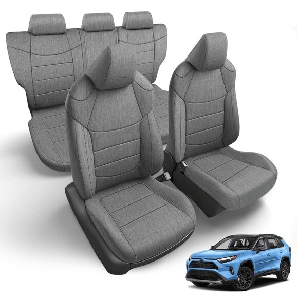 Front and Rear Seat Covers Compatible with 2019-2025 Toyota Rav4 Hybrid (Excludi - Picture 1 of 8